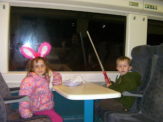 silly ears and light sabres on the train