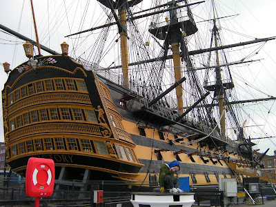 flagship HMS Victory in Portsmouth showing rigging