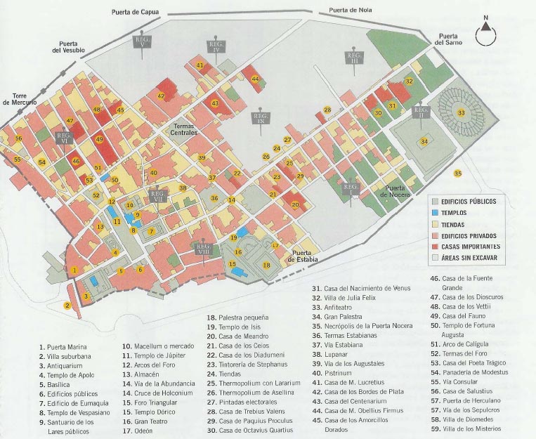 Viaje a Italia Mapa de la ciudad de Pompeya