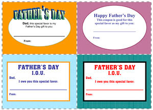 Father's Day Coupon Sheet