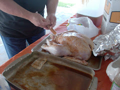 To fry a turkey, you inject it with the 'good stuff' to make it moist and juicy. Cook 3-5 min./lb.