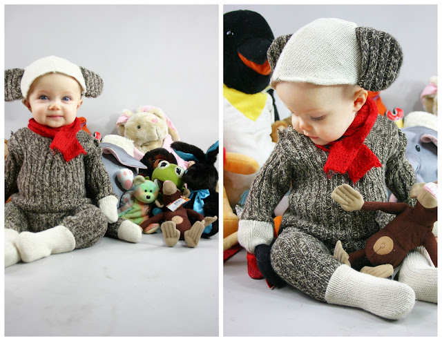 Sock monkey baby costume