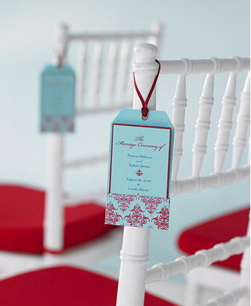 Hanging your wedding program from the ceremony seating not only ensures 