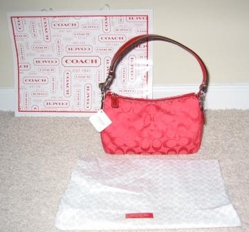 Branded Bags USA: SALE!! Coach Signature Top Handle Bag F43528 (Cherry Colour) @ S$131Nett