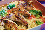 Garlic Chicken over Angel Hair  Pasta with Tomato and Broccoli