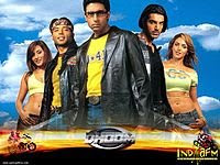 Dhoom (2004) - the action thriller starring John Abraham, Abhishek Bachchan, Uday Chopra, Rimi Sen, Esha Deol