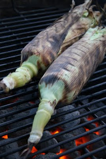 grilling corn in the husk