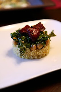 Saffron quinoa, kale and beet stack