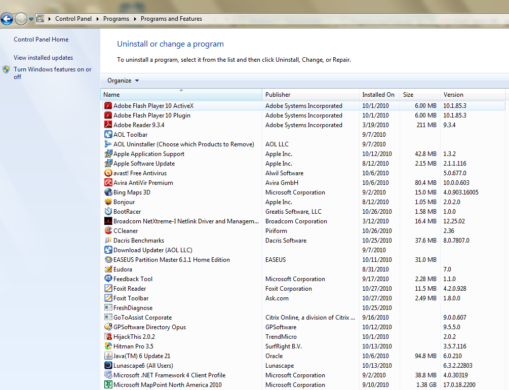 How to Uninstall or change a Program ~ Windows 7 Support