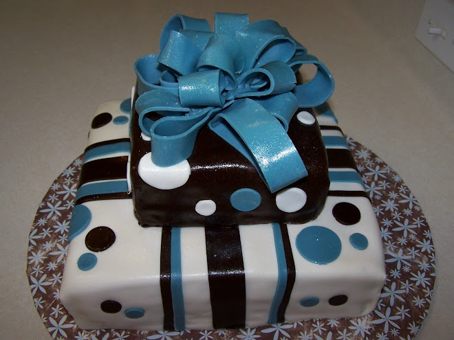 Blue and Brown Bow Cake