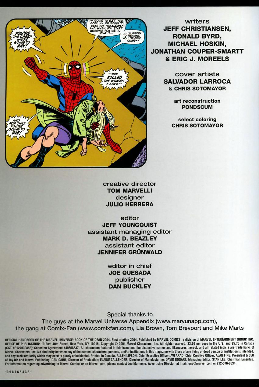 The Official Handbook of the Marvel Universe: Book of the Dead issue Full - Page 2