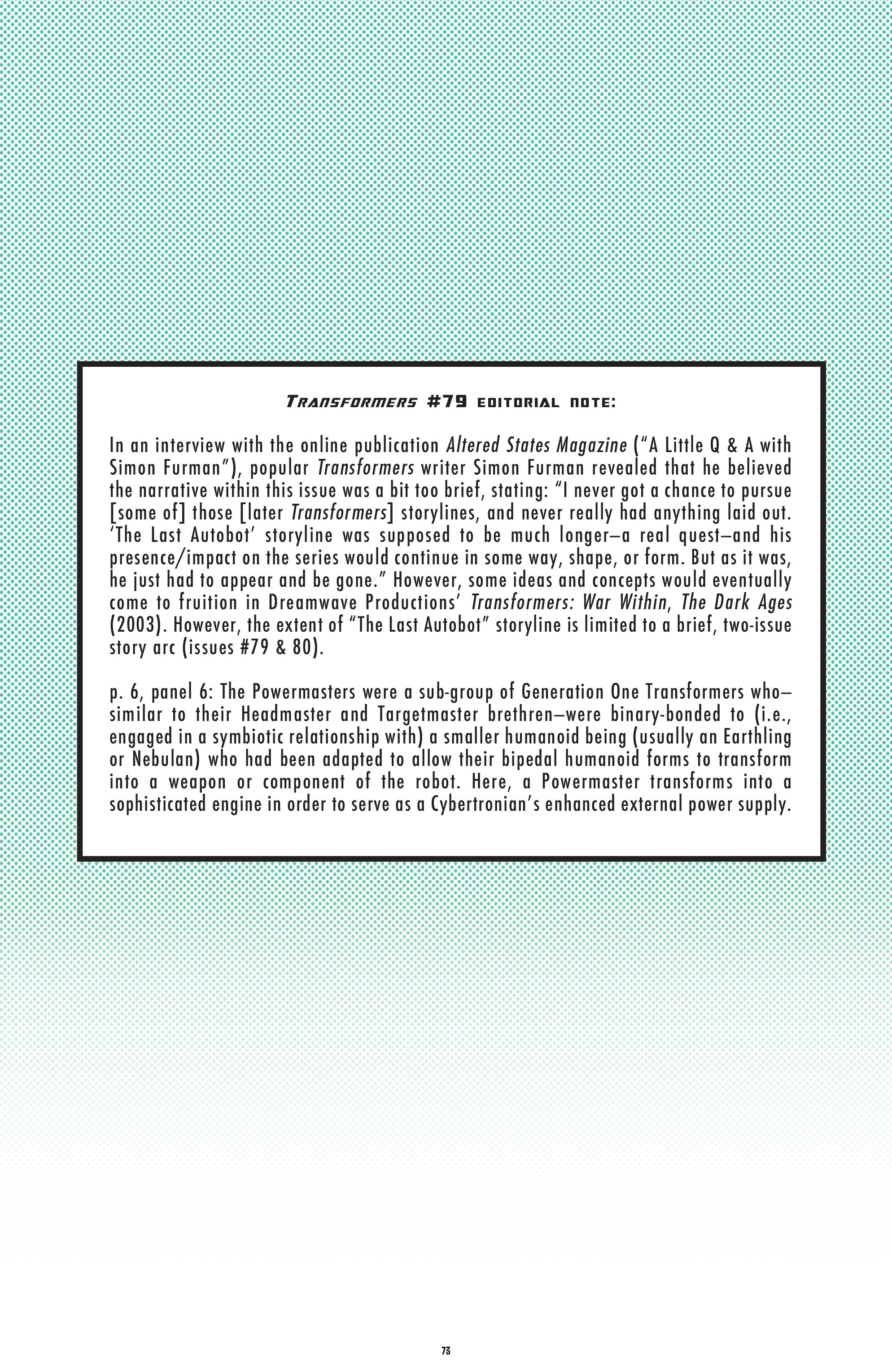 Read online The Transformers Classics comic -  Issue # TPB 7 - 73