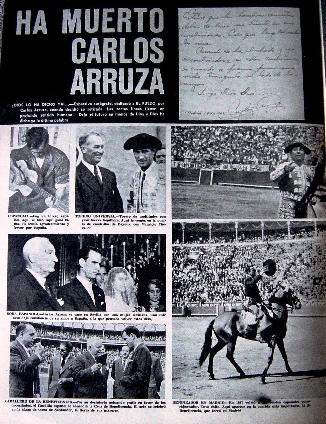 Aula Taurina de Granada CARLOS ARRUZA (1966)