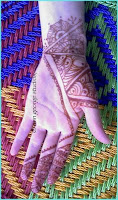 original henna pattern palm of hand red finished color