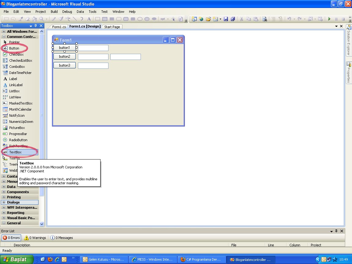 C Programlama Dersleri C Kontroller,TextBox