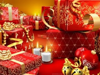Pokloni, ukrasi, baloni i svijećice za Božić download besplatne slike pozadine za mobitele
