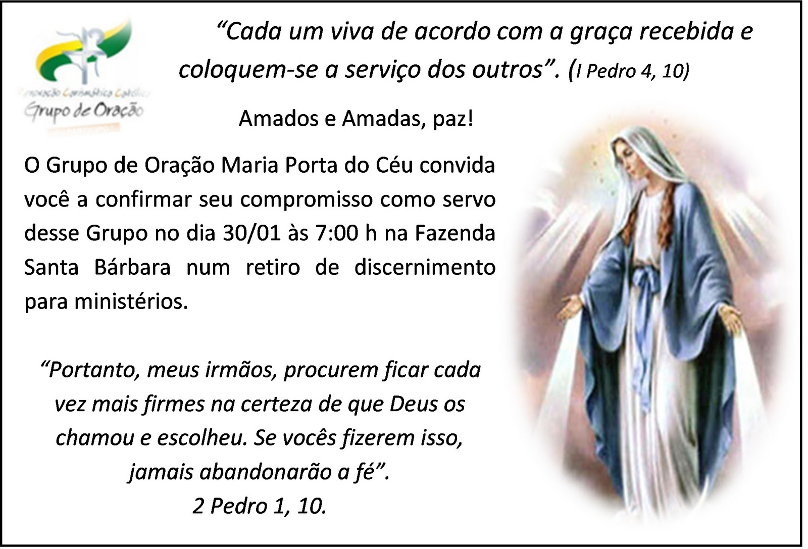 Exemplo De Convite Para Grupo De Oração