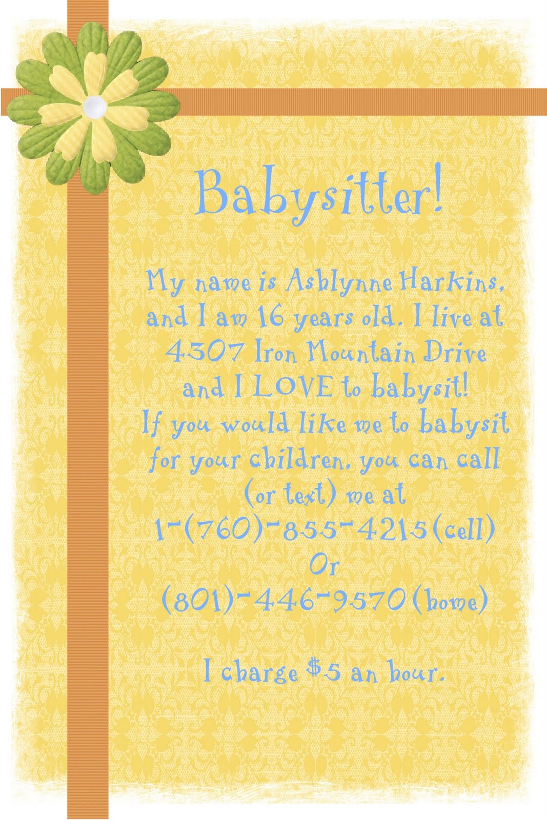 babysitting flyer template free