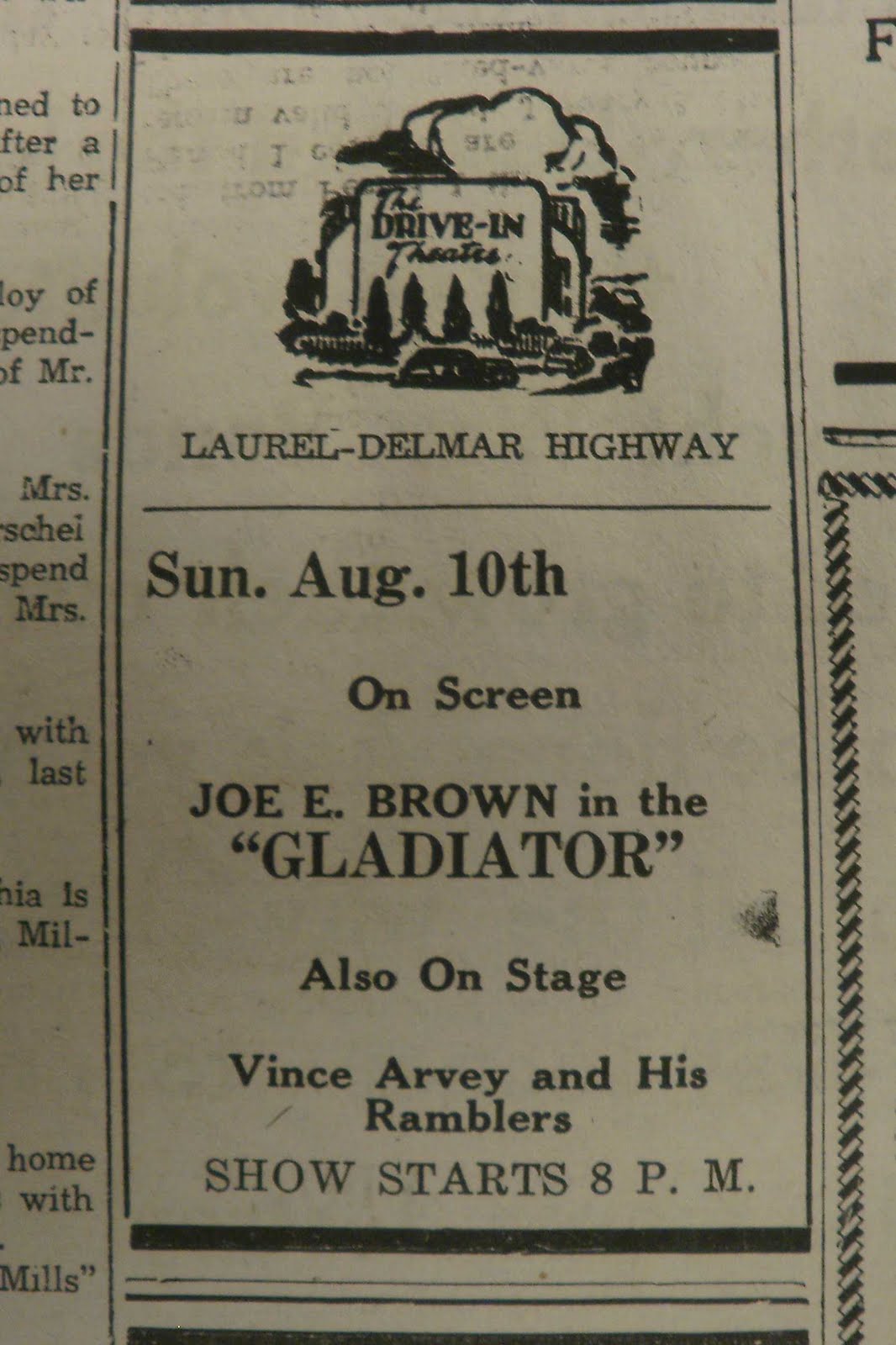 Delmar Historical And Art Society Delmar's First Drive In Movie Theatre