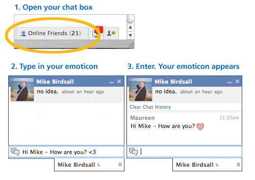 smiles for facebook.  message through the latest feature if "Facebook Smiles and emoticons".