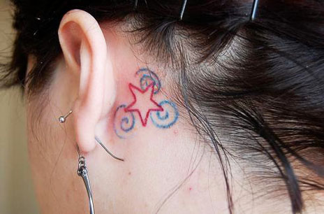 Tribal Tattoos Behind The Ear. Behind ear star tattoo design