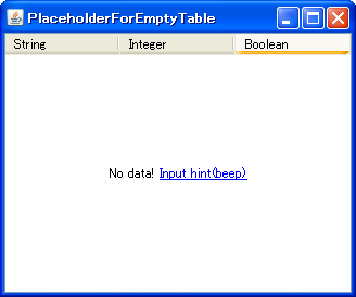 Java Swing Tips: Placeholder for an empty JTable
