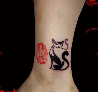 tribal cat tattoo Cute Cat Tribal Tattoo Style