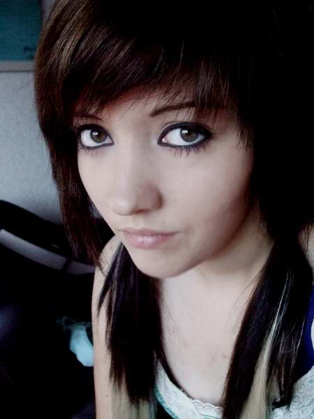 cute long hairstyles with bangs. Long Emo Hairstyle with Side Swept Bangs