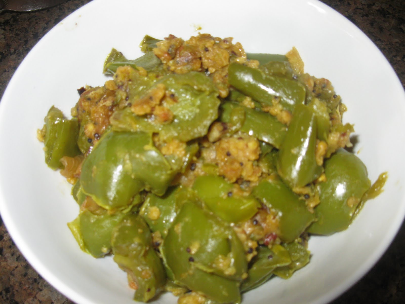 Spice up those veggies Green Bell Pepper with Onions and Chickpea Flour