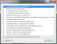 Вид стека вызовов в Process Explorer с полной отладочной информацией