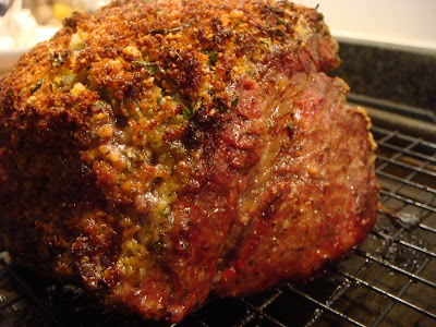 finished herb-crusted beef tenderloin