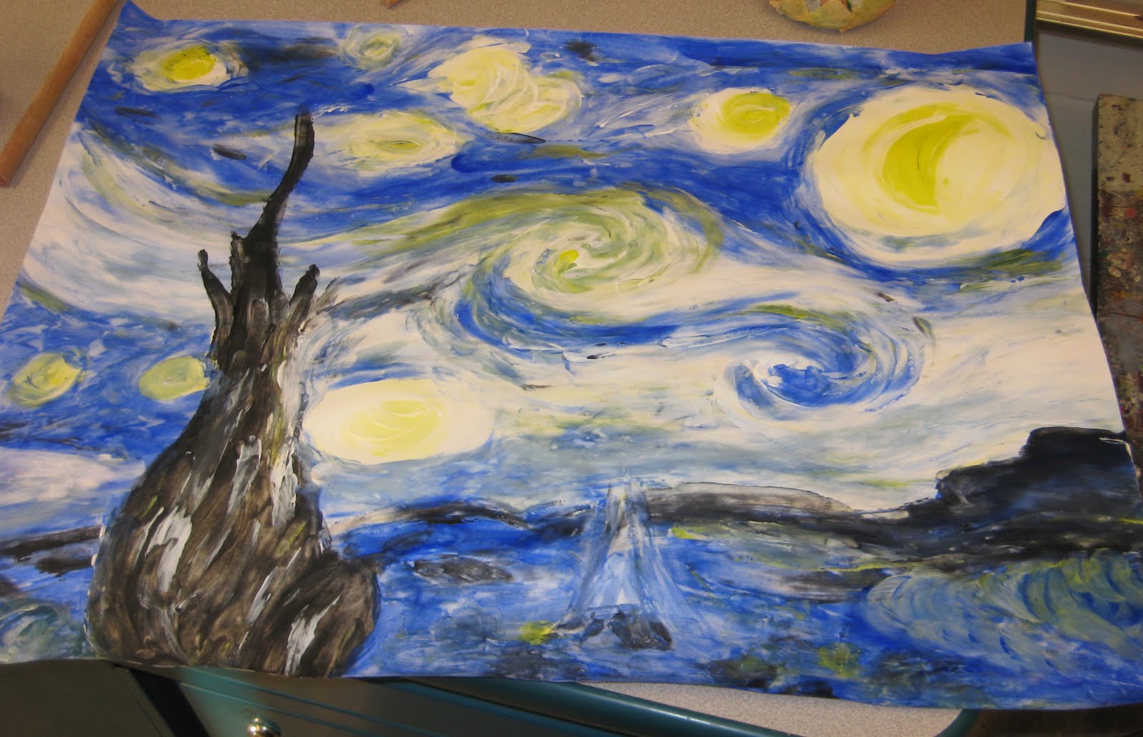 Welcome to Megan's Art Gallery: Starry Night Finger Painting