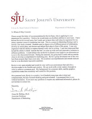 kevin hack s portfolio letters of recommendation marketing recommendation letter