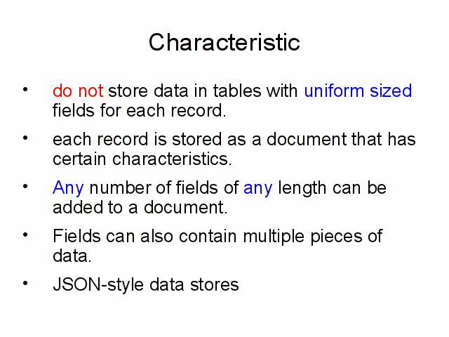 My note: document-oriented database