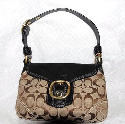 My Designer Bags: COACH BLEECKER SIGNATURE BROWN FLAP PURSE BAG 11441 ...