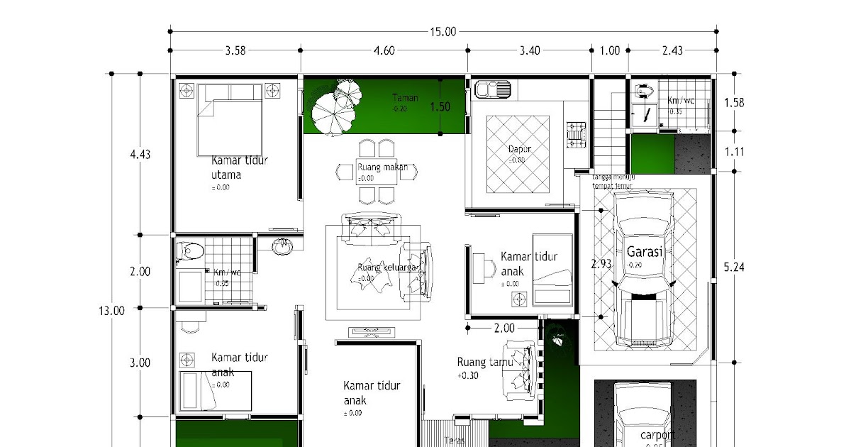 t e r a s r u m a h: Desain Denah Rumah tipe 130 m2 buat ...