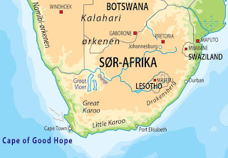 kart over sør afrika tekst