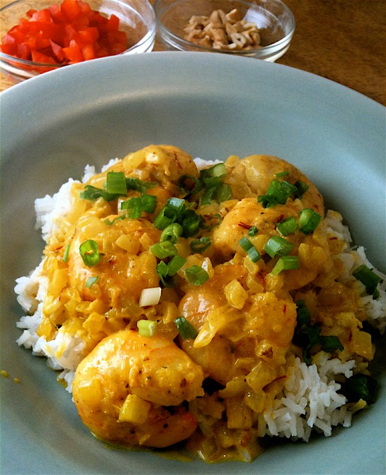 EAT.DRINK.THINK. Lucky 7 Shrimp Curry with rice