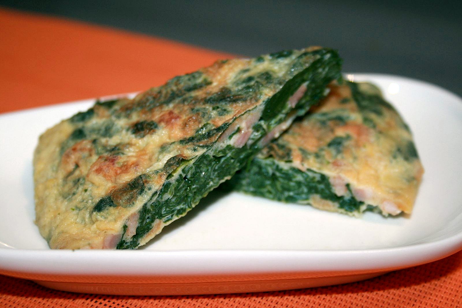 Sabor en cristal Tortilla de espinacas frescas con bacon