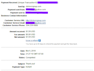 Proof of Payment from DollarClickOrSignup