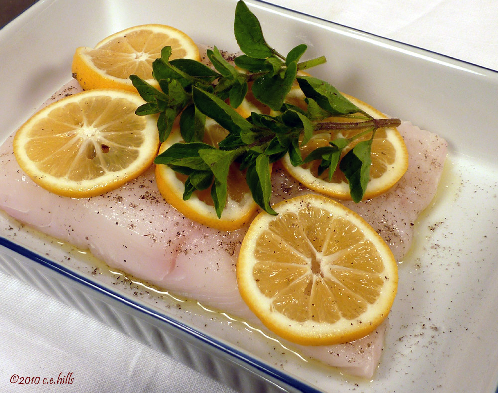 Christine Cooks Oven Roasted Halibut Fillet with a Relish of Blood