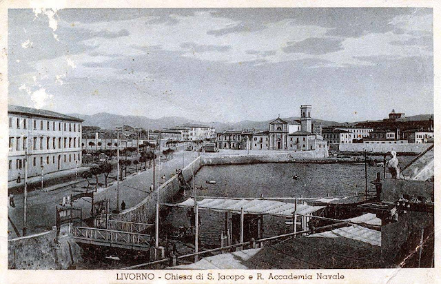 Old postcard, San Jacopo in Acquaviva, church, Livorno