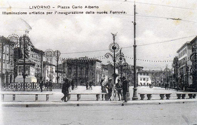 Old postcard, piazza Carlo Alberto, Livorno