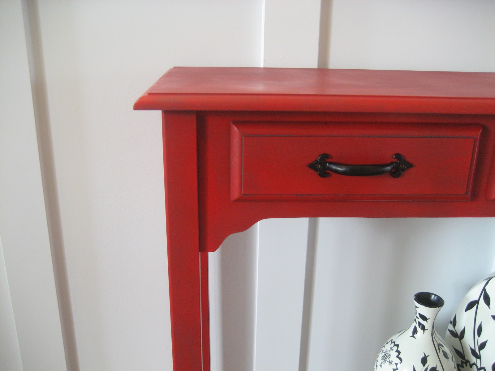 Impatiently Praying for Patience Red accent or entry table