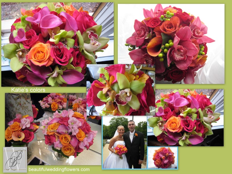 CtWedding FloristsHot pink Orange and Green Wedding Bouquets