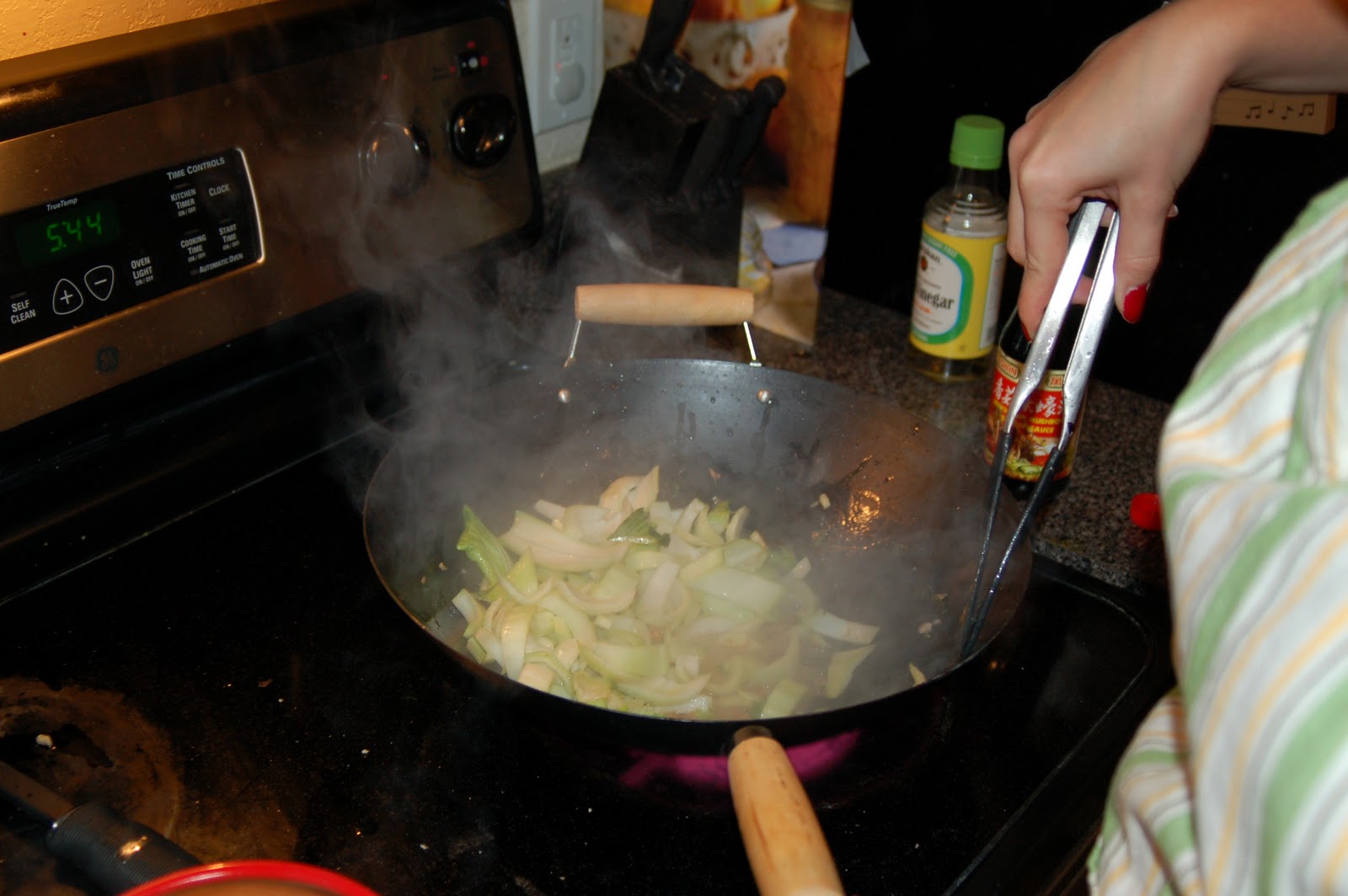Seduced by Produce Chicken Stir Fry with Bok Choy, Snow Peas and Red