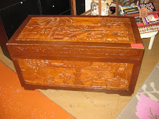 Teak Chest w/ hand carved top