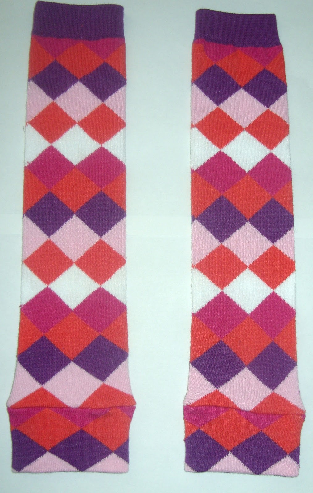 Megs Cute Kid Shop Pink Purple and Orange Checkerboard Leg Warmers