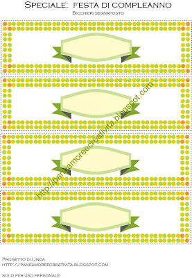 Festa di compleanno: bicchieri segnaposto