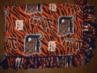 backwards Detroit Tigers fleece blanket